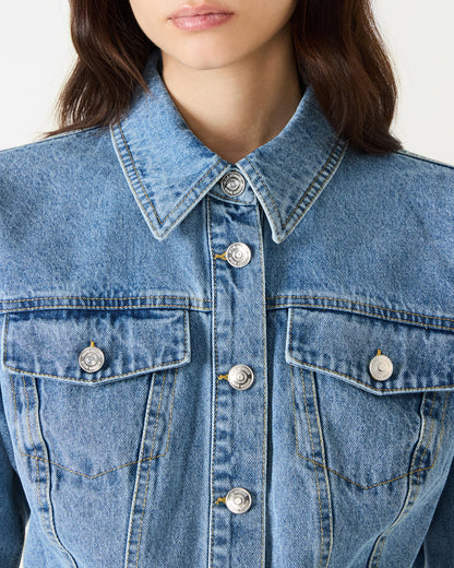 Steve Madden RALEIGH Forever Blue Long-Sleeved Button-Up Denim Women's Jacket