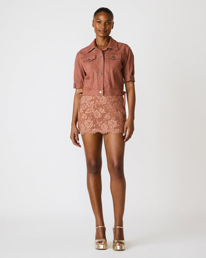 Steve Madden BLU Rust Short-Sleeved Denim Button-Up Women's Jacket