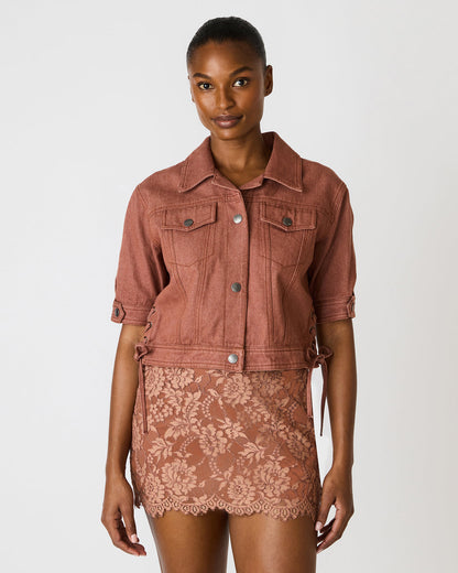 Steve Madden BLU Rust Short-Sleeved Denim Button-Up Women's Jacket