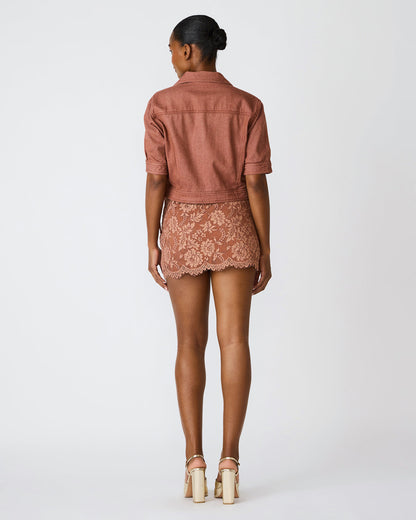 Steve Madden BLU Rust Short-Sleeved Denim Button-Up Women's Jacket