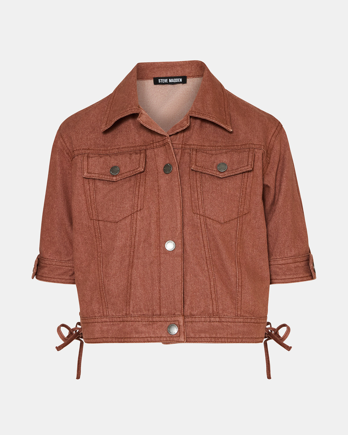 Steve Madden BLU Rust Short-Sleeved Denim Button-Up Women's Jacket