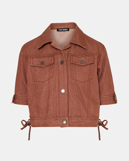 Steve Madden BLU Rust Short-Sleeved Denim Button-Up Women's Jacket