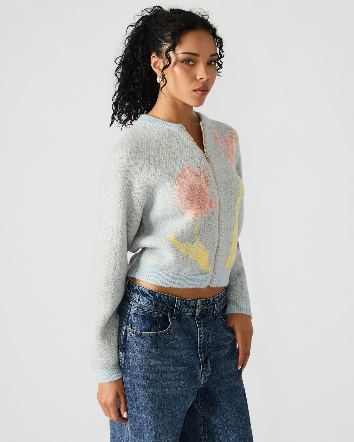 Steve Madden JENA Multi Long-Sleeved Zip-Up Women's Sweater Jacket