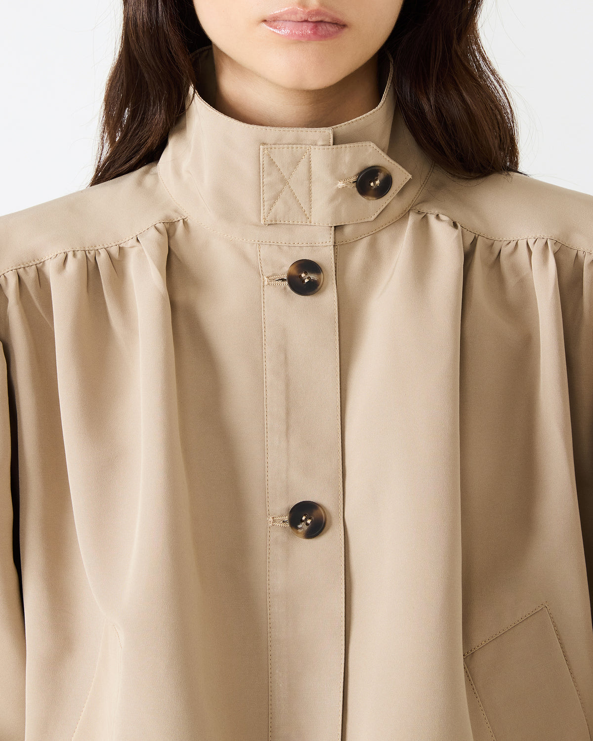 Steve Madden DEEDEE Tan Long-Sleeved Button-Up Collared Women's Jacket