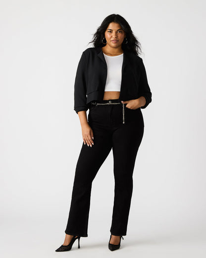 Steve Madden SERENEA Black Women's Long-Sleeved Open-Front Blazer