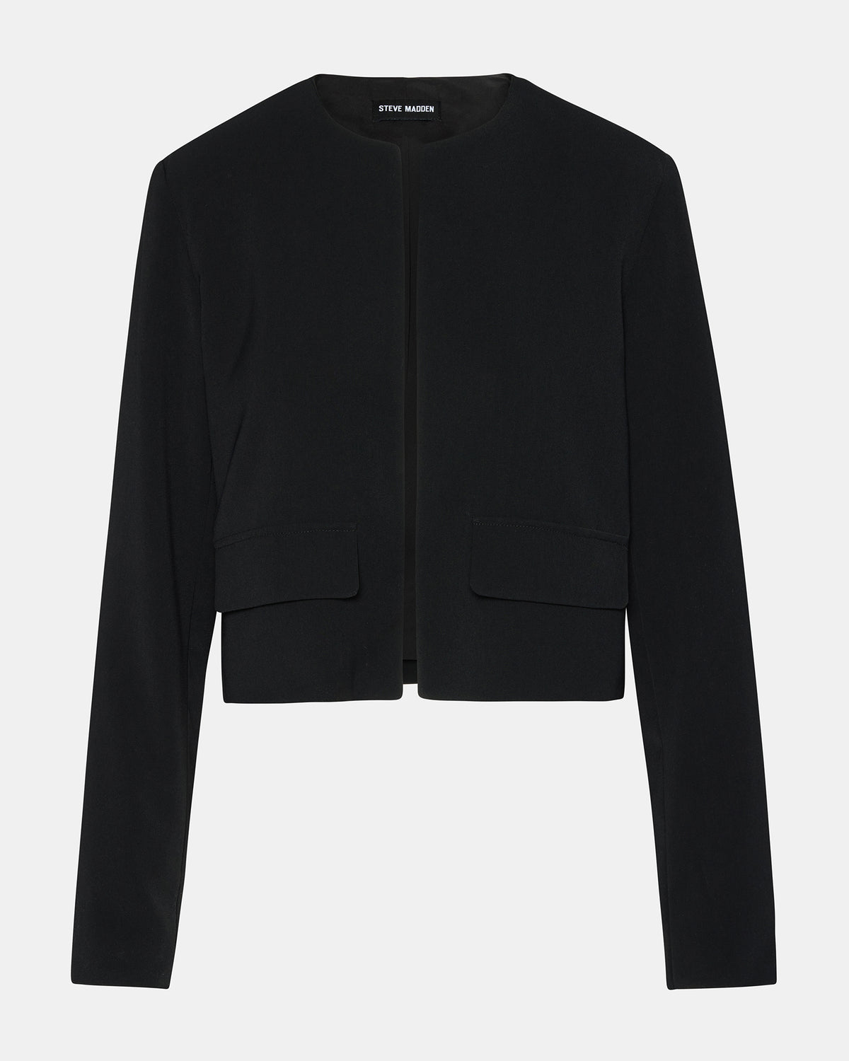 Steve Madden SERENEA Black Women's Long-Sleeved Open-Front Blazer