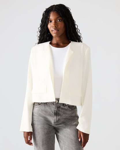 Steve Madden SERENEA White Women's Long-Sleeved Open-Front Blazer