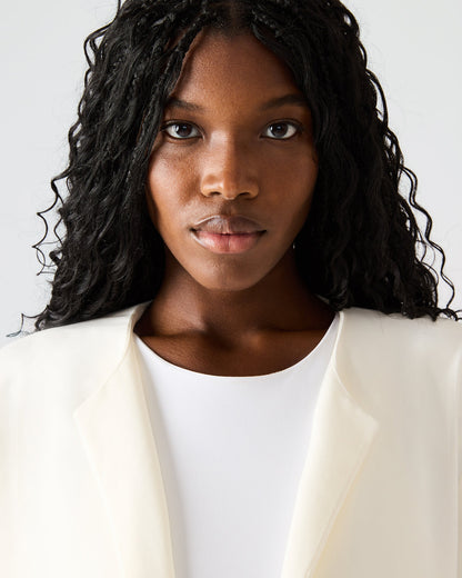 Steve Madden SERENEA White Women's Long-Sleeved Open-Front Blazer