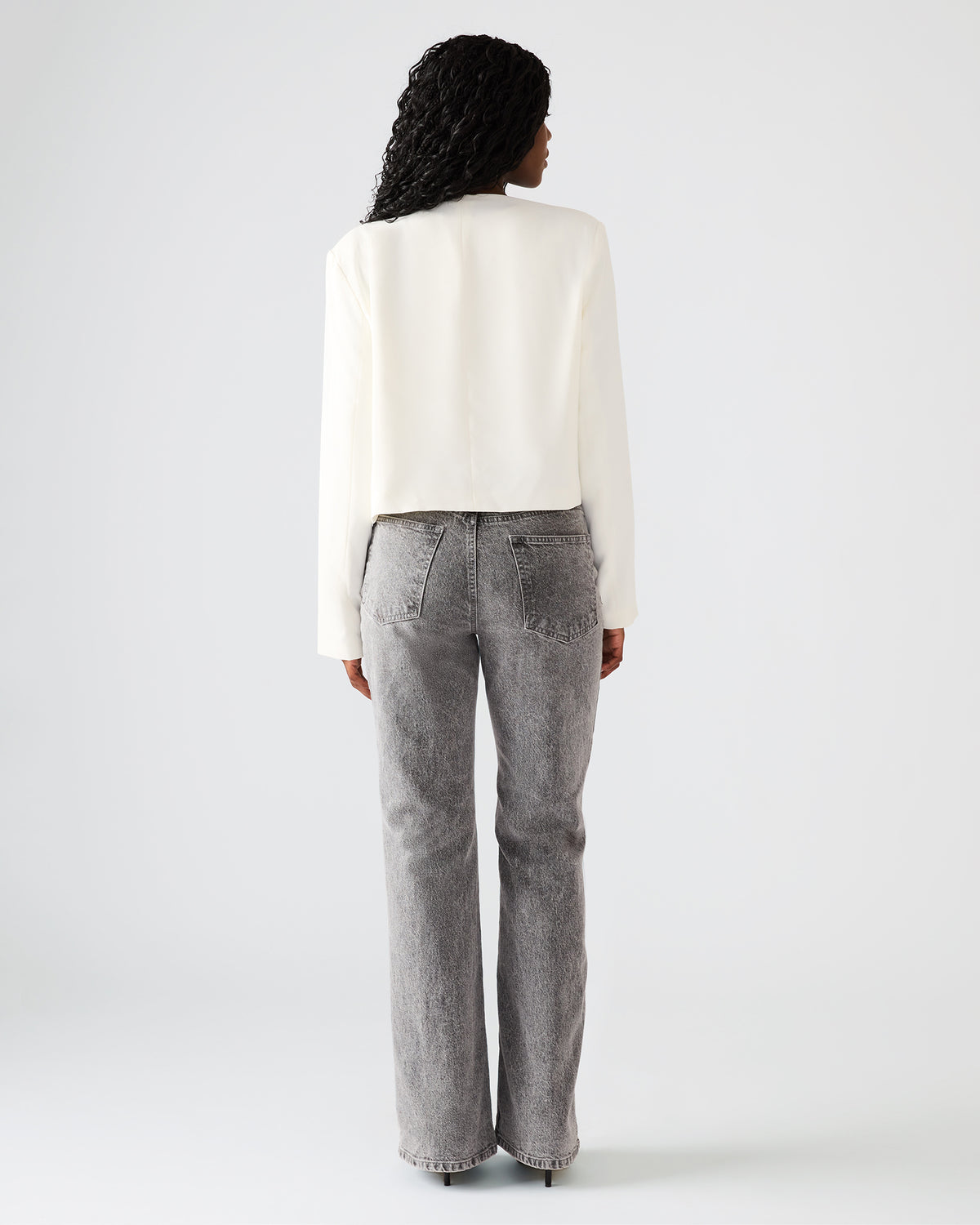 Steve Madden SERENEA White Women's Long-Sleeved Open-Front Blazer