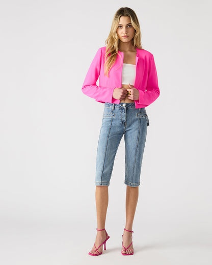 Steve Madden SERENEA Hot Pink Women's Long-Sleeved Open-Front Blazer