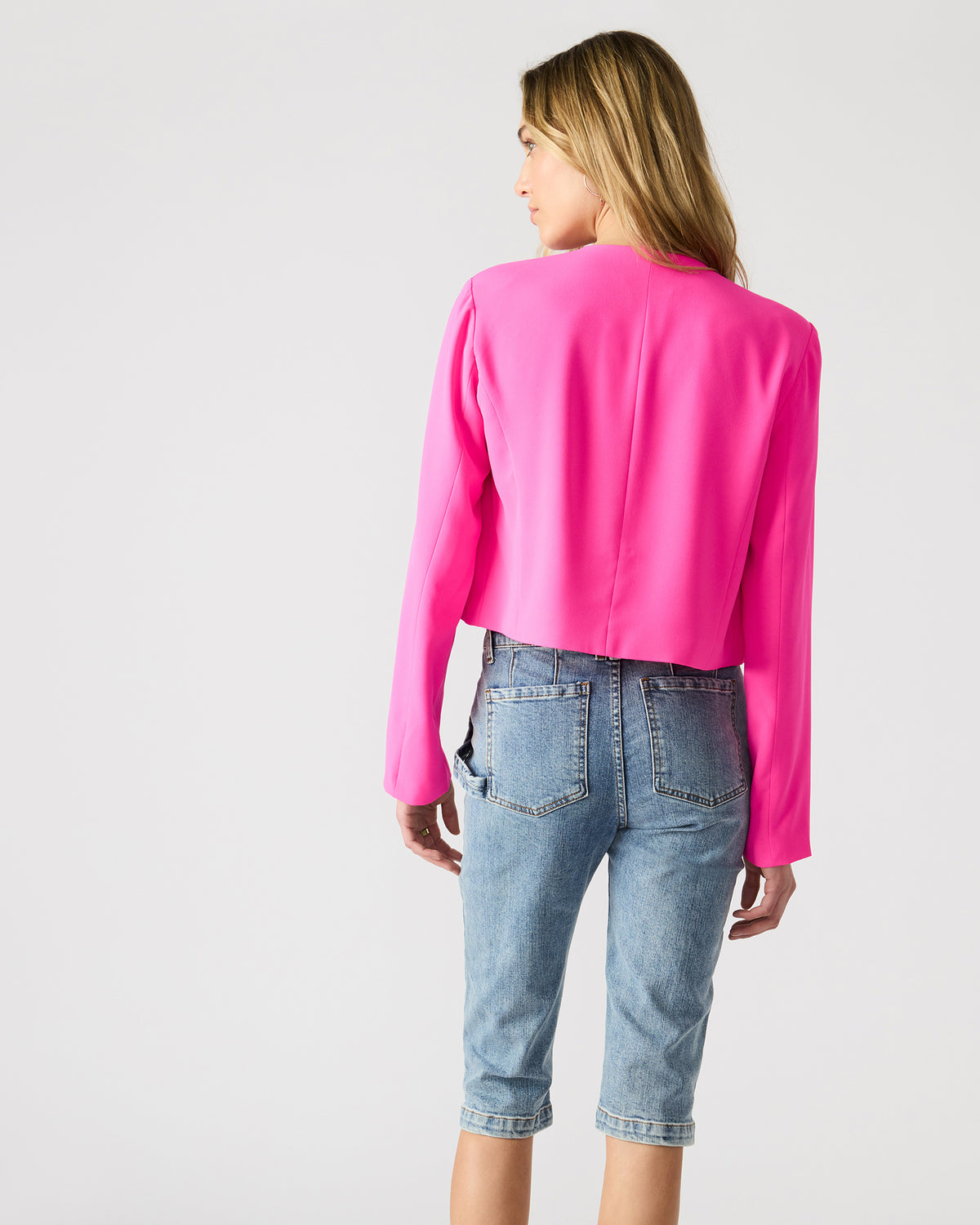 Steve Madden SERENEA Hot Pink Women's Long-Sleeved Open-Front Blazer