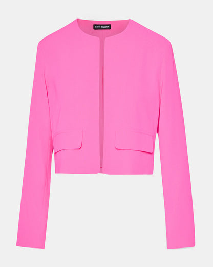 Steve Madden SERENEA Hot Pink Women's Long-Sleeved Open-Front Blazer