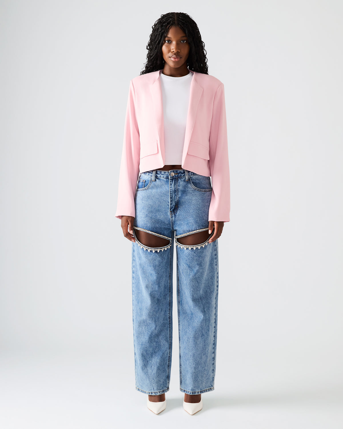 Steve Madden SERENEA Powder Puff Women's Long-Sleeved Open-Front Blazer