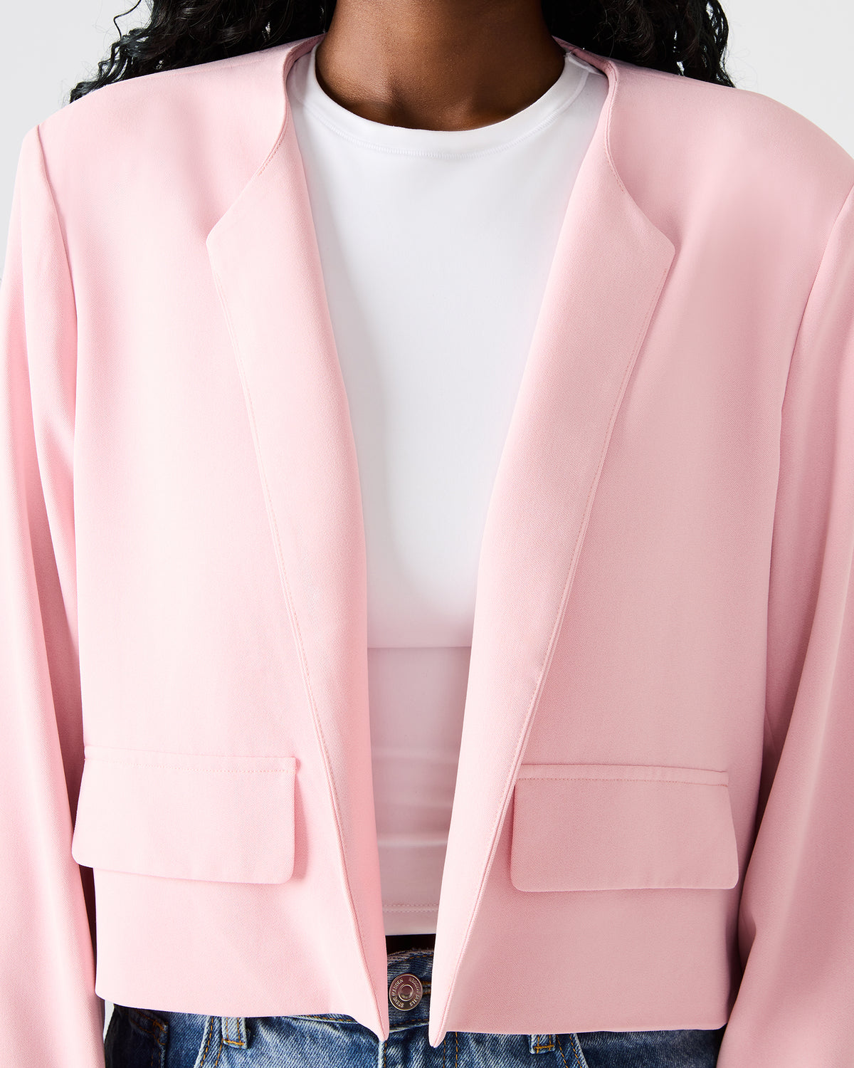 Steve Madden SERENEA Powder Puff Women's Long-Sleeved Open-Front Blazer