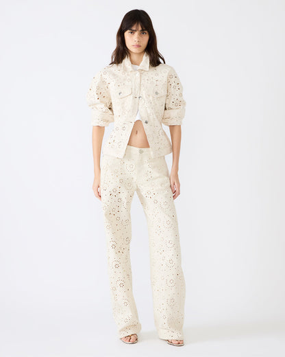 Steve Madden HENRIETTA Sea Mist Long-Sleeved Button-Up Eyelet Women's Jacket