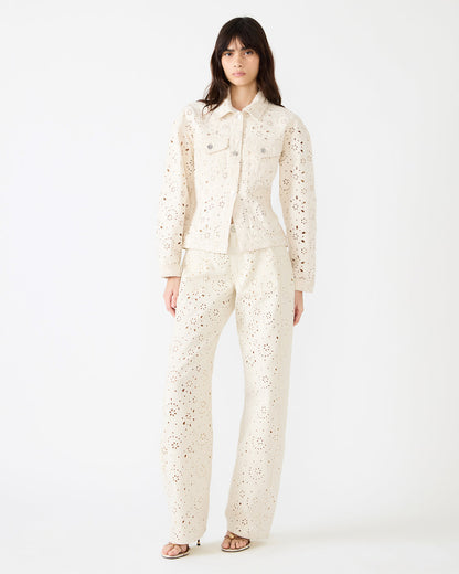 Steve Madden HENRIETTA Sea Mist Long-Sleeved Button-Up Eyelet Women's Jacket