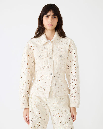 Steve Madden HENRIETTA Sea Mist Long-Sleeved Button-Up Eyelet Women's Jacket