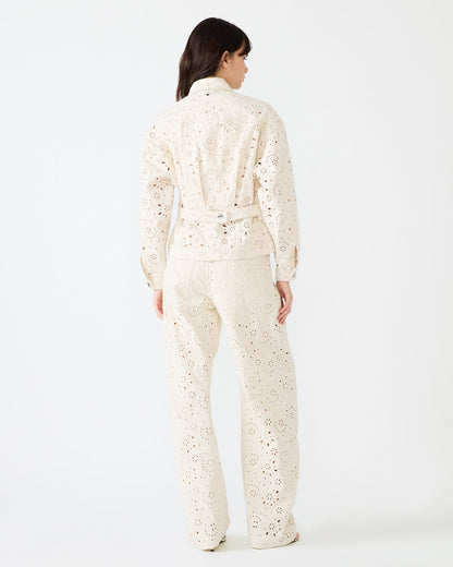 Steve Madden HENRIETTA Sea Mist Long-Sleeved Button-Up Eyelet Women's Jacket