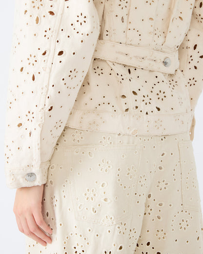 Steve Madden HENRIETTA Sea Mist Long-Sleeved Button-Up Eyelet Women's Jacket