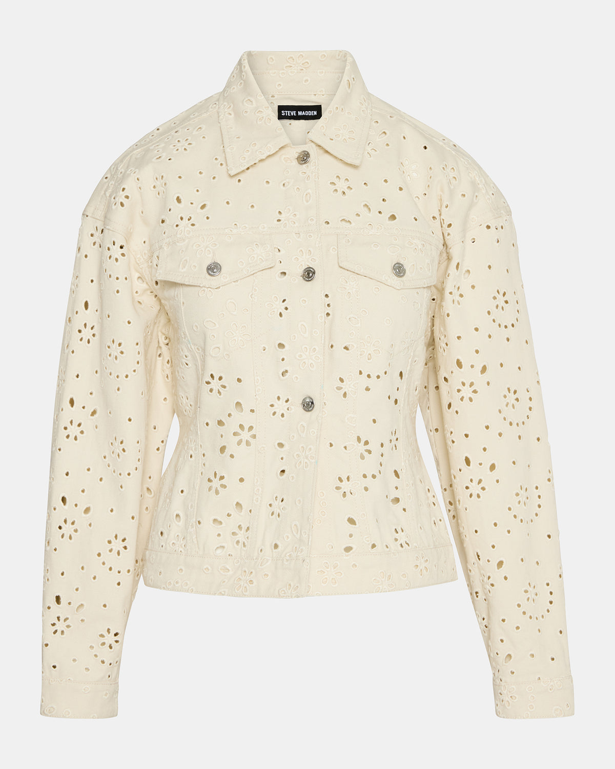 Steve Madden HENRIETTA Sea Mist Long-Sleeved Button-Up Eyelet Women's Jacket