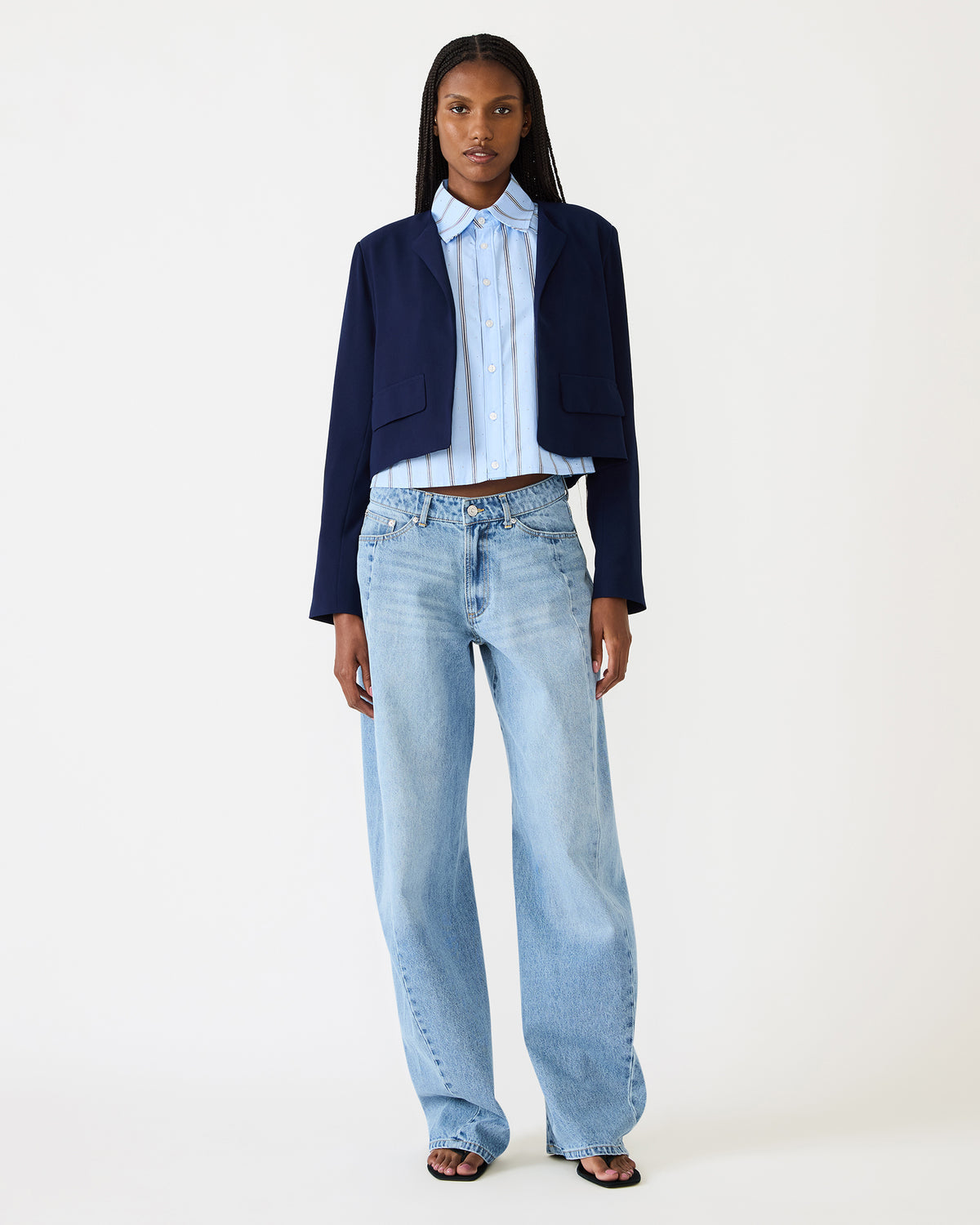 Steve Madden SERENEA Blazer Marine Long-Sleeved Open-Front Blazer