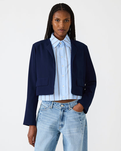 Steve Madden SERENEA Blazer Marine Long-Sleeved Open-Front Blazer