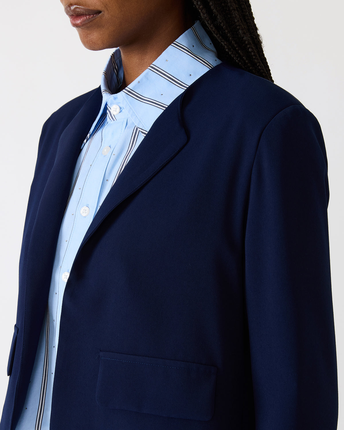 Steve Madden SERENEA Blazer Marine Long-Sleeved Open-Front Blazer