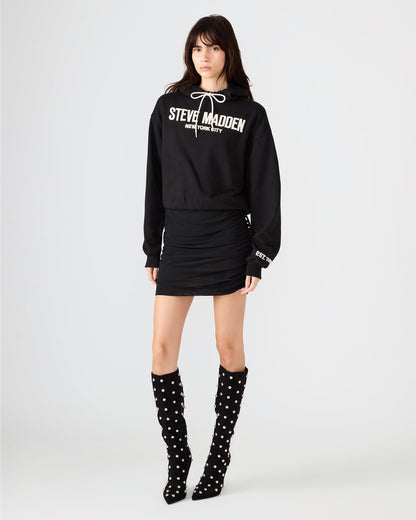 Steve Madden SM Black Logo Long-Sleeved Women's Hoodie