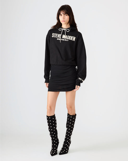 Steve Madden SM Black Logo Long-Sleeved Women's Hoodie