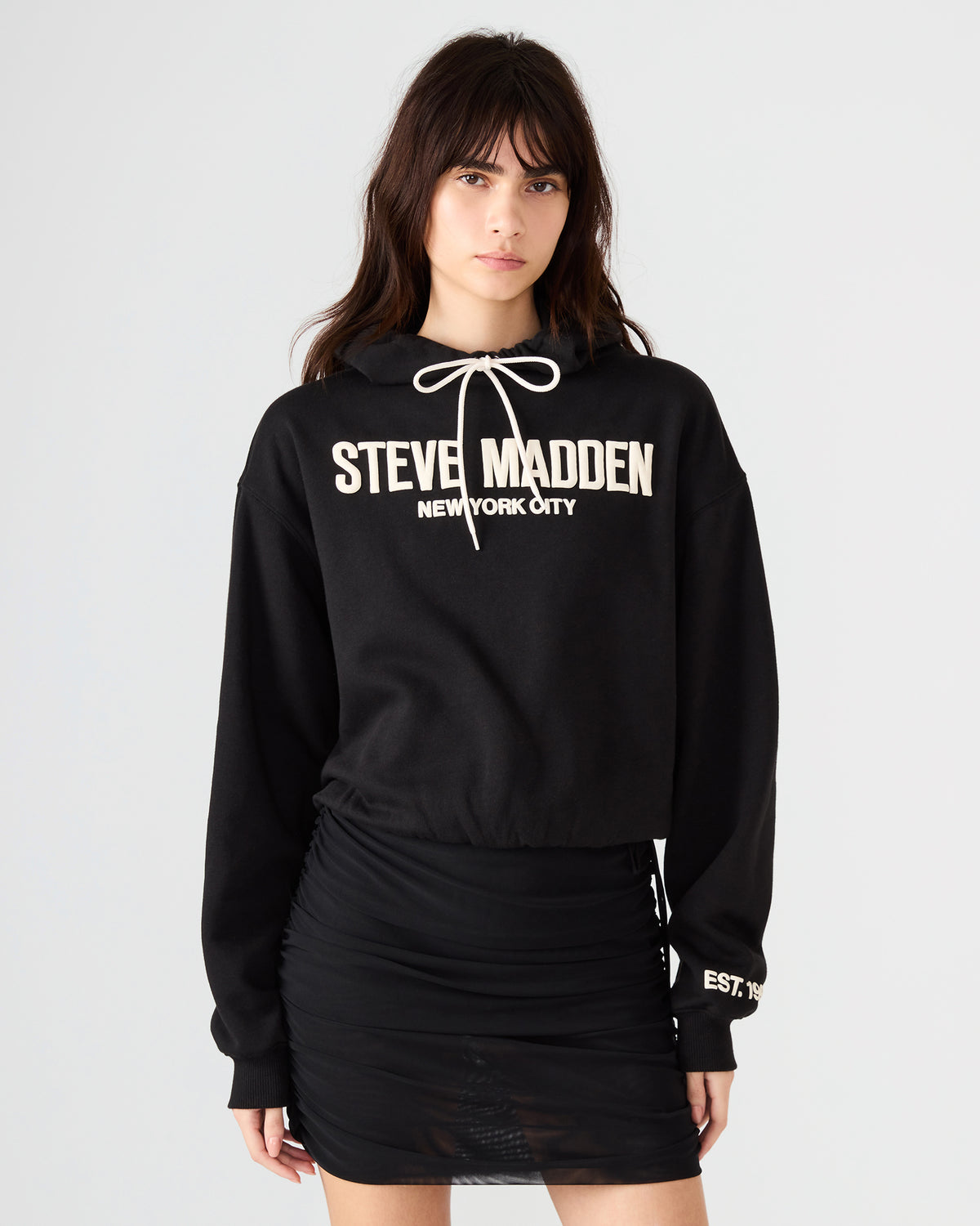 Steve Madden SM Black Logo Long-Sleeved Women's Hoodie