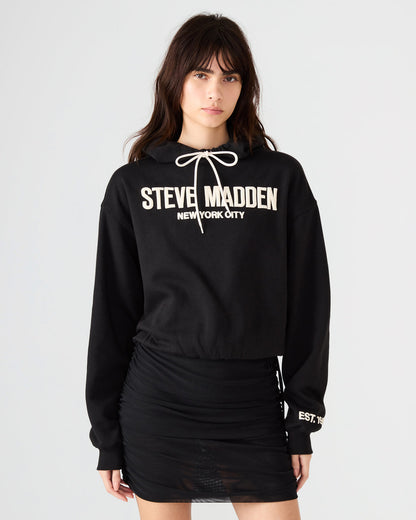 Steve Madden SM Black Logo Long-Sleeved Women's Hoodie