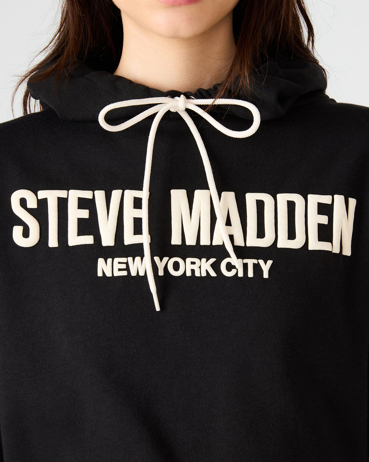 Steve Madden SM Black Logo Long-Sleeved Women's Hoodie