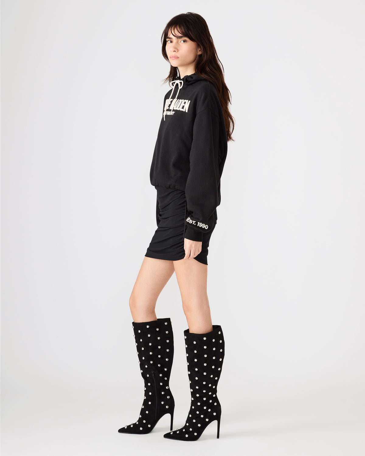 Steve Madden SM Black Logo Long-Sleeved Women's Hoodie