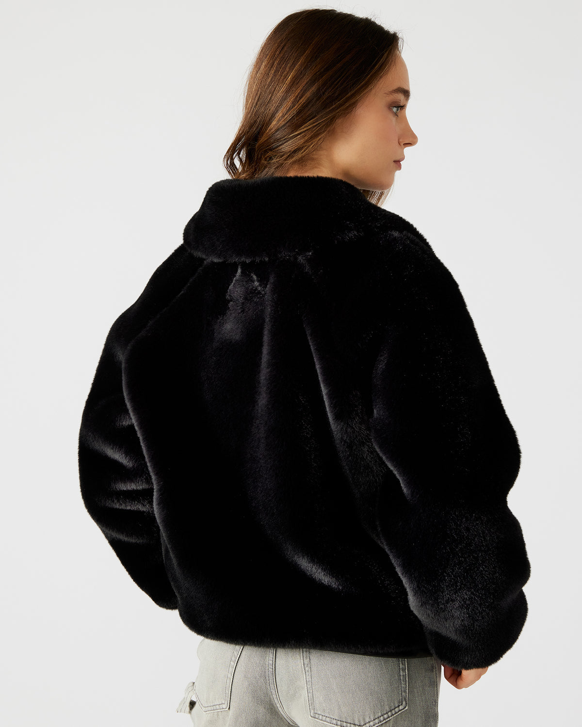 Steve Madden ZEPHRINE Jacket Black | Women's Long-Sleeved Furry Jacket
