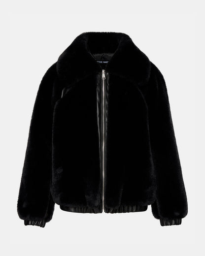 Steve Madden ZEPHRINE Jacket Black | Women's Long-Sleeved Furry Jacket