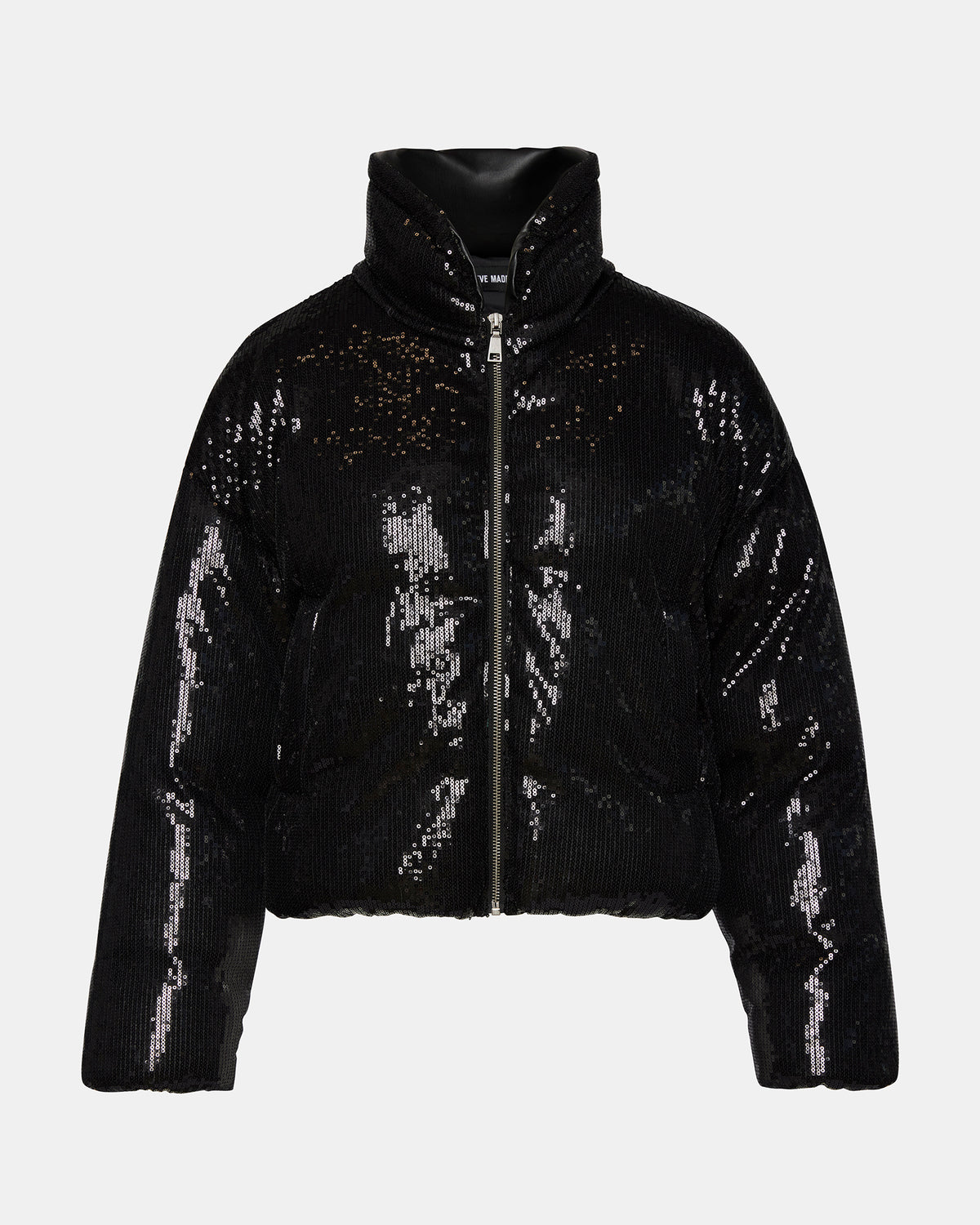 Steve Madden STRATTO Jacket Black | Women's Sequin Long-Sleeved Puffer Jacket