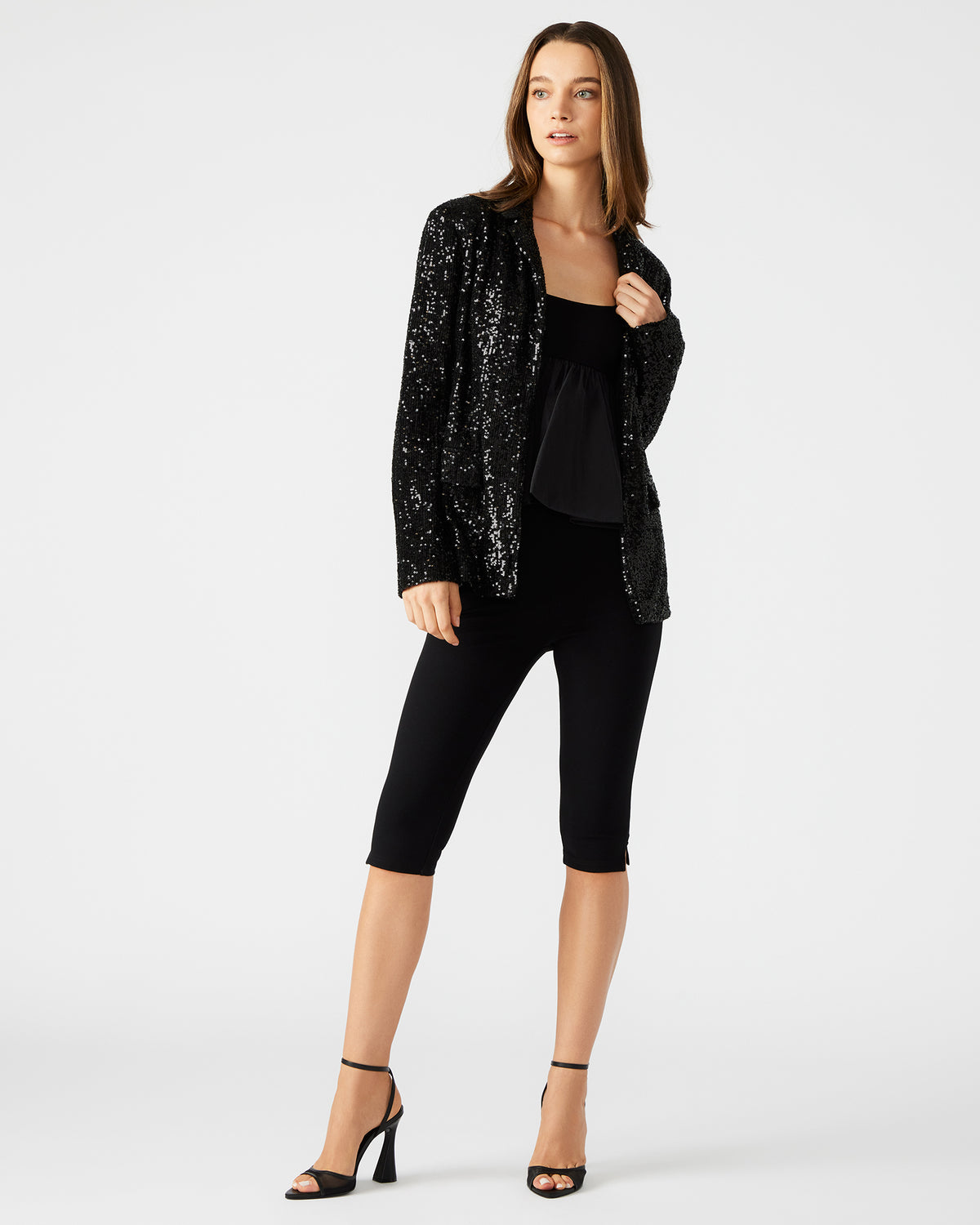 Steve Madden PAYTON Sequin Blazer Black | Women's Blazers