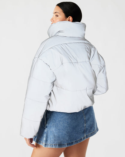 Steve Madden POLAR Jacket Silver | Women's Reflective Nylon Puffer Jacket