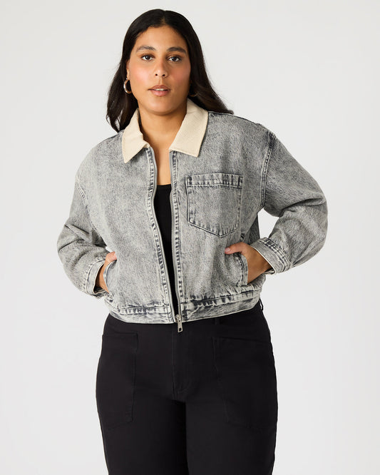 Steve Madden GLACIA Light Grey Women's Long-Sleeved Denim Jacket