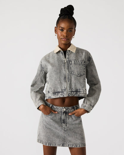 Steve Madden GLACIA Light Grey Women's Long-Sleeved Denim Jacket