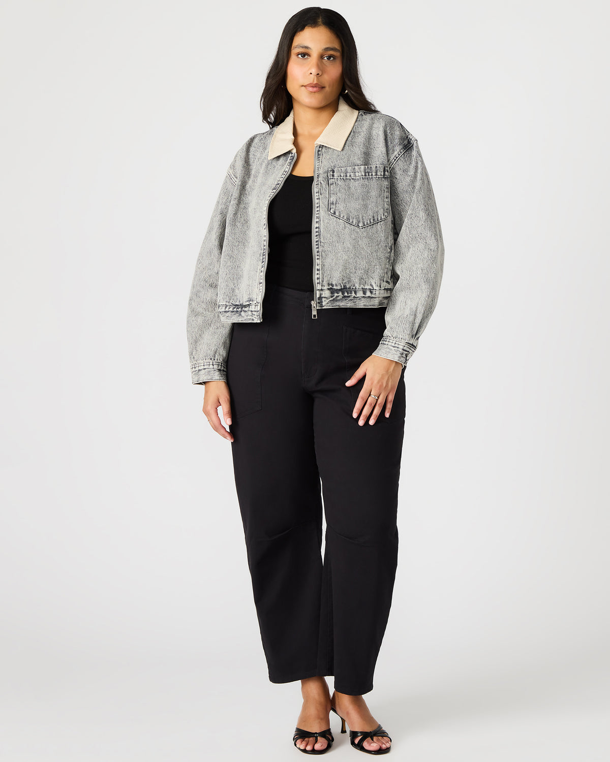Steve Madden GLACIA Light Grey Women's Long-Sleeved Denim Jacket