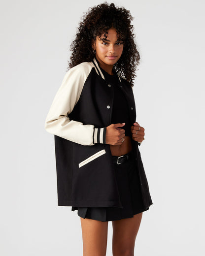 Steve Madden SKYLIE Jacket Black | Women's Varsity Bomber Jacket