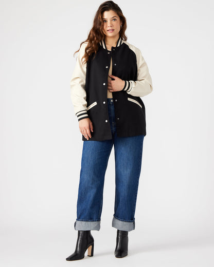 Steve Madden SKYLIE Jacket Black | Women's Varsity Bomber Jacket