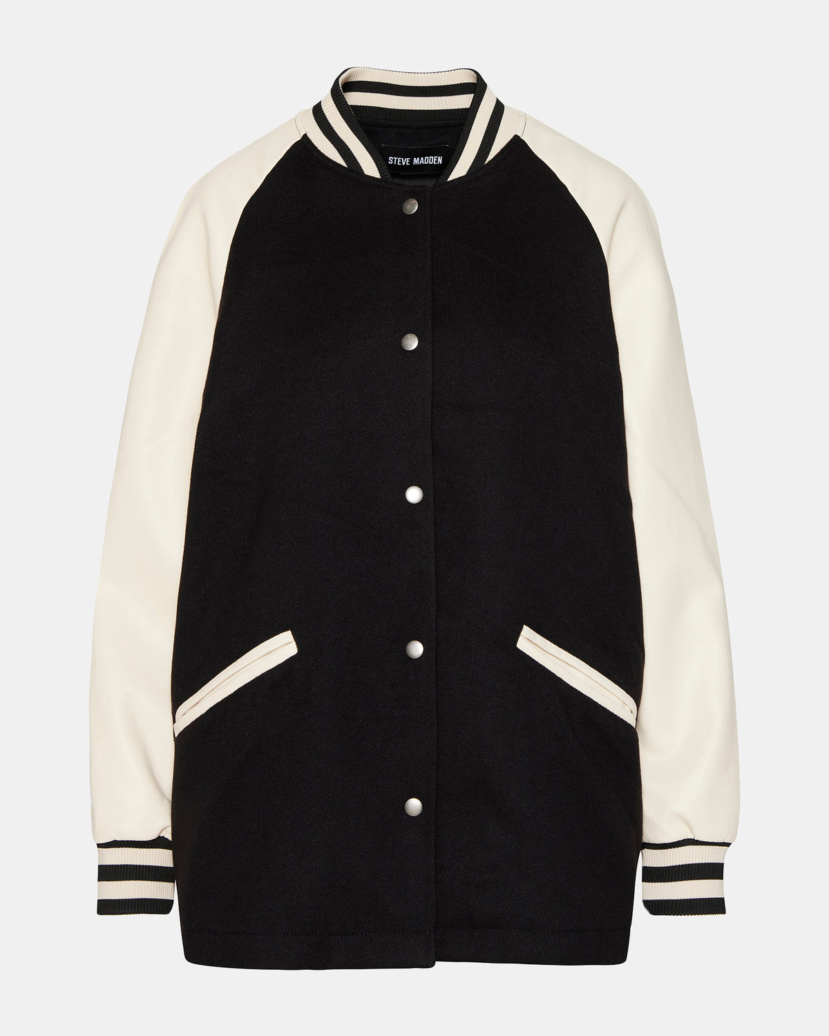 Steve Madden SKYLIE Jacket Black | Women's Varsity Bomber Jacket