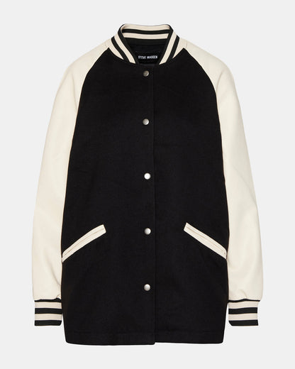 Steve Madden SKYLIE Jacket Black | Women's Varsity Bomber Jacket