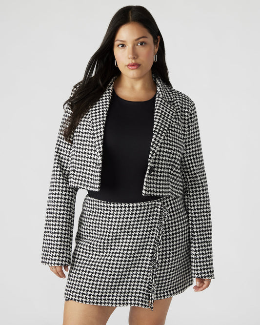 Steve Madden RUPI Blazer Black/White | Women's Cropped Tweed Blazer