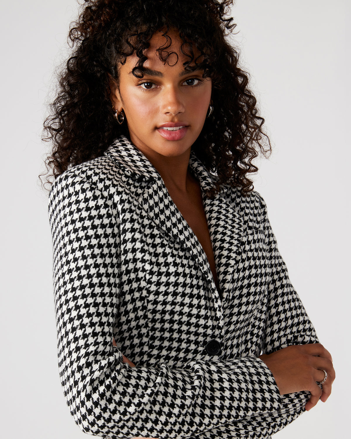 Steve Madden RUPI Blazer Black/White | Women's Cropped Tweed Blazer