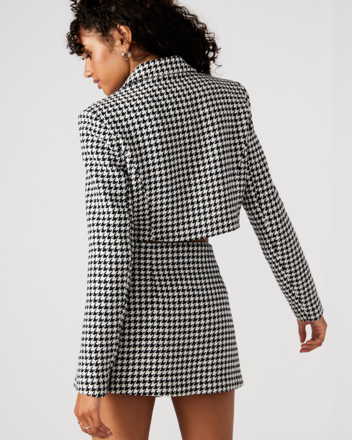 Steve Madden RUPI Blazer Black/White | Women's Cropped Tweed Blazer