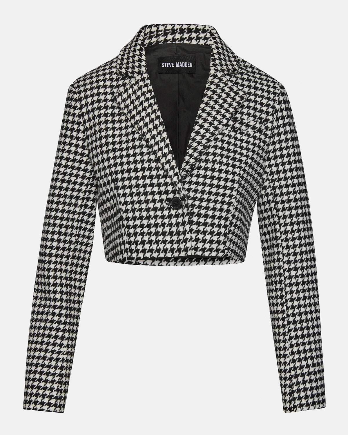 Steve Madden RUPI Blazer Black/White | Women's Cropped Tweed Blazer