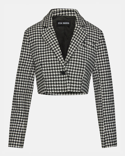 Steve Madden RUPI Blazer Black/White | Women's Cropped Tweed Blazer